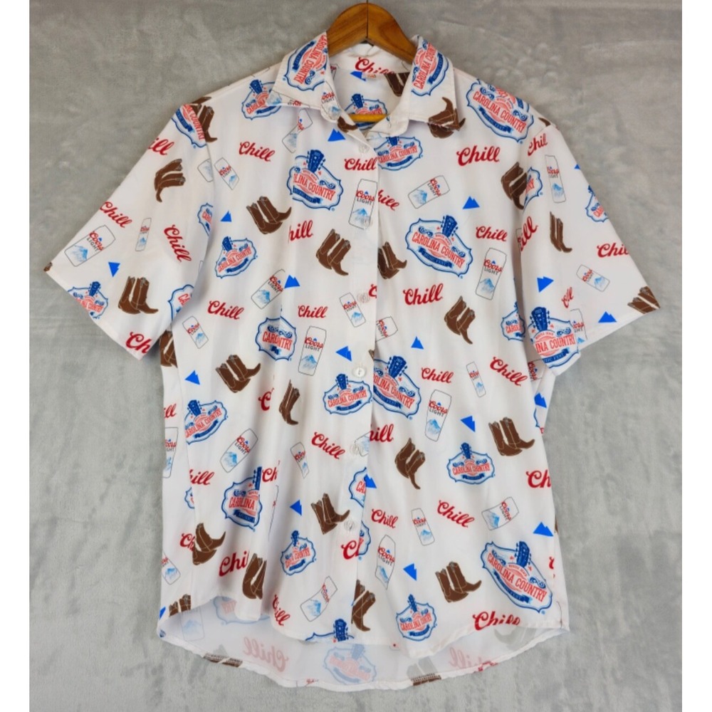 FPS Apparel Men Large Carolina Country Western Boots Coors Light Geometric Print